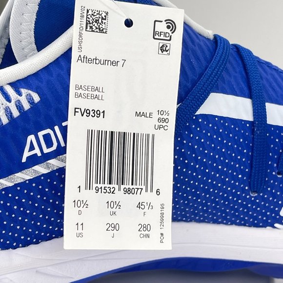 Adidas Afterburner 7 Royal Blue White Baseball Cleats Size 11 FV9391 main image 4